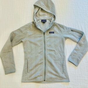 Patagonia Light Gray Patterned Hooded Fleece Jacket